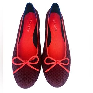 Rothy's Burgundy and Red Bow Flats